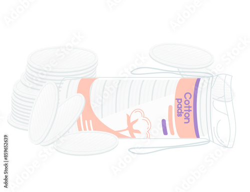 Cotton pads in plastic pouch bag vector illustration isolated on white background