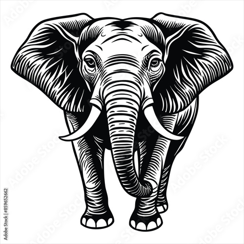 coloring book elephant vector art illustration