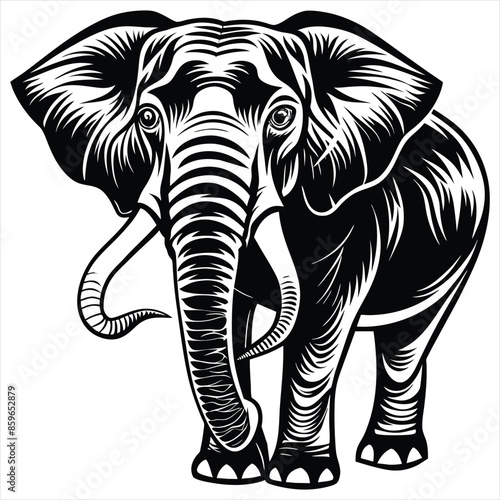 coloring book elephant vector art illustration