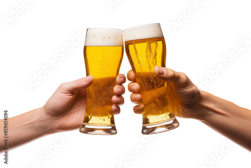 Two Hands Clinking Beer Glasses