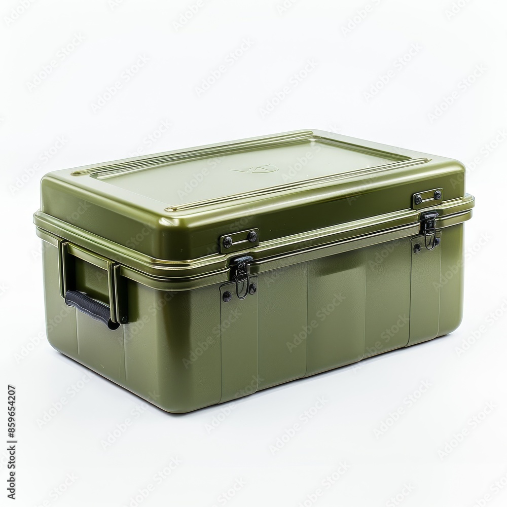 Green Metal Storage Chest With Clasps and Handles Green Metal Storage Chest With Clasps and Handles