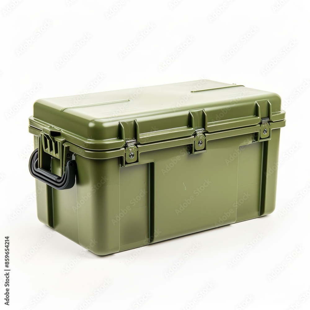 Green Metal Storage Chest With Clasps and Handles Green Metal Storage Chest With Clasps and Handles