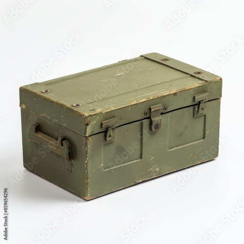 Green Metal Storage Chest With Clasps and Handles