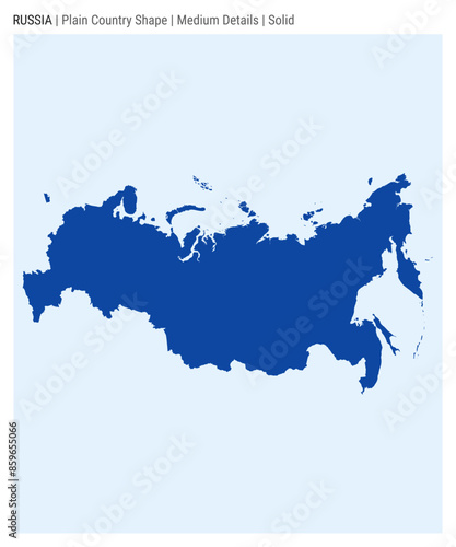 Russia plain country map. Medium details. Solid style. Shape of Russia. Vector illustration.
