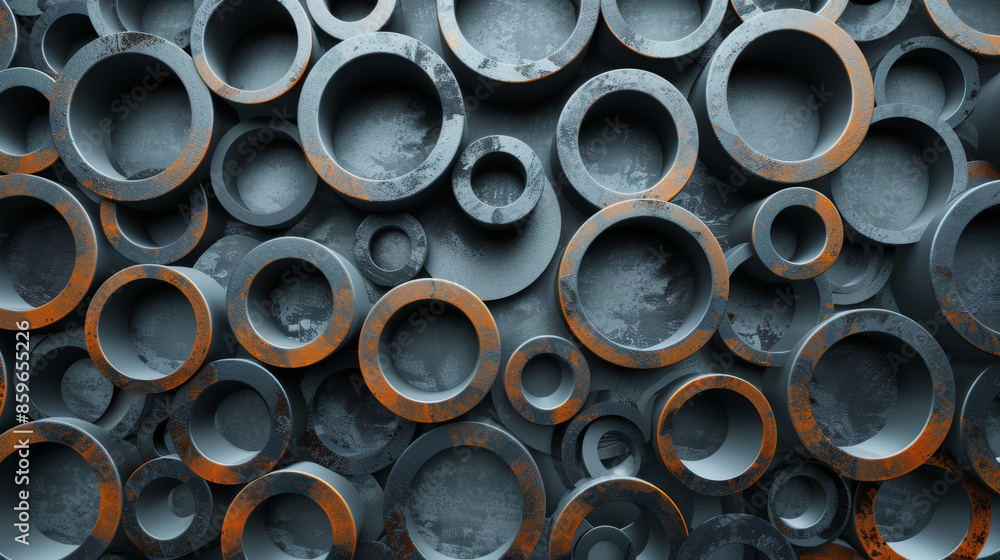 Stylish metal circles create a geometric background. This abstract image is perfect for wallpapers, banners, backgrounds, and more. Stylish metal circles create a geometric background. This abstract image is perfect for wallpapers, banners, backgrounds, and more.