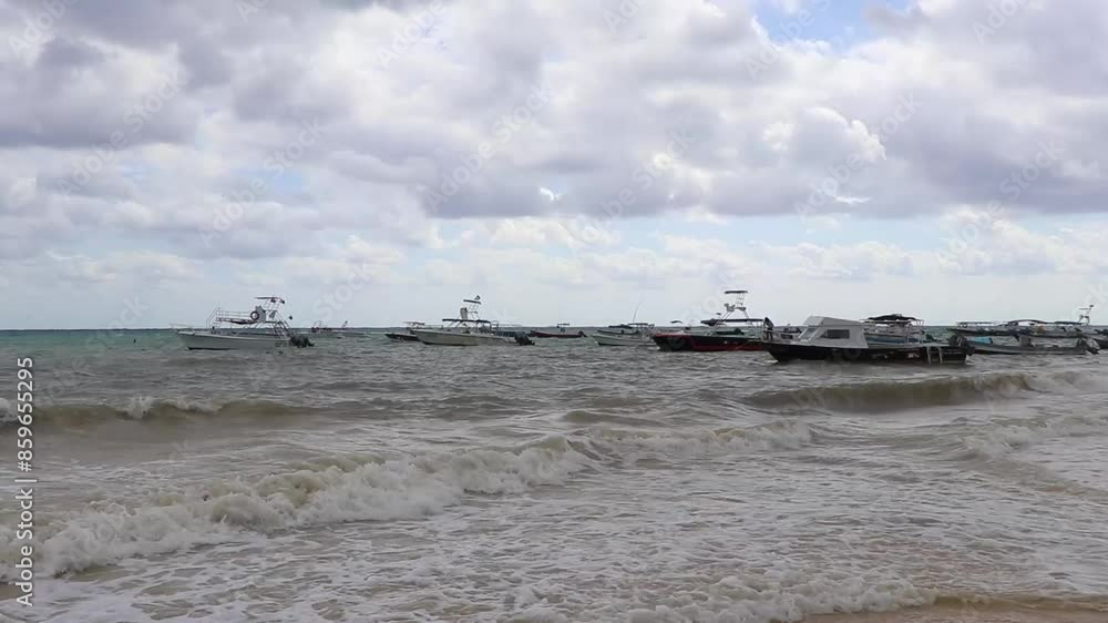 Boats yachts catamaran jetty ferry Playa del Carmen Cozumel Mexico. Boats yachts catamaran jetty ferry Playa del Carmen Cozumel Mexico.