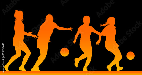 futbol femenino, silueta, femenil, vector, pelota, soccer, deportes, ilustracion, mujer