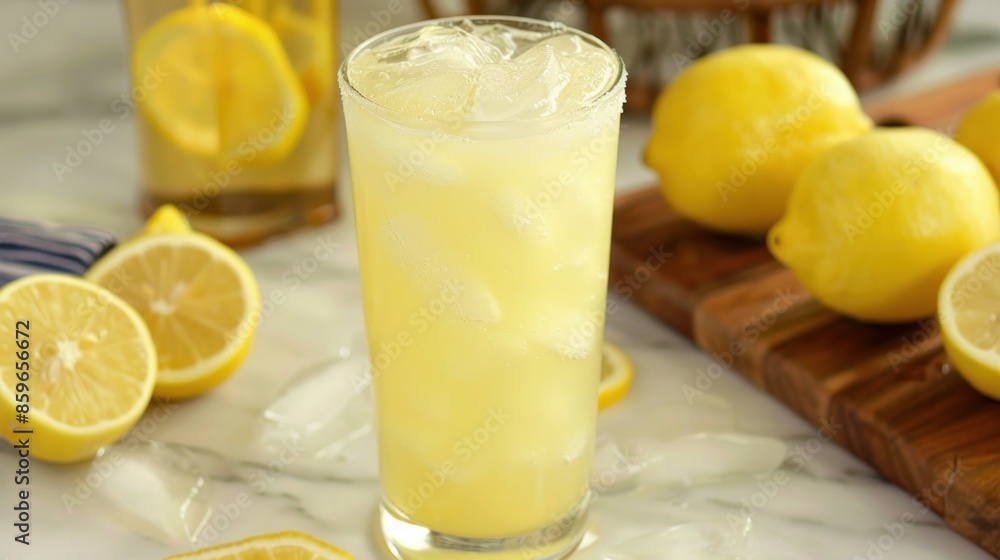 Cool off with this delicious lemonade! Make it non-alcoholic or add some booze for a refreshing cocktail. It's the perfect way to enjoy a warm day Cool off with this delicious lemonade! Make it non-alcoholic or add some booze for a refreshing cocktail. It's the perfect way to enjoy a warm day