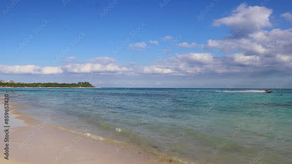 Tropical Caribbean beach clear turquoise water Playa del Carmen Mexico. Tropical Caribbean beach clear turquoise water Playa del Carmen Mexico.