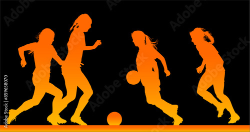 futbol femenino, silueta, femenil, vector, pelota, soccer, deportes, ilustracion, mujer