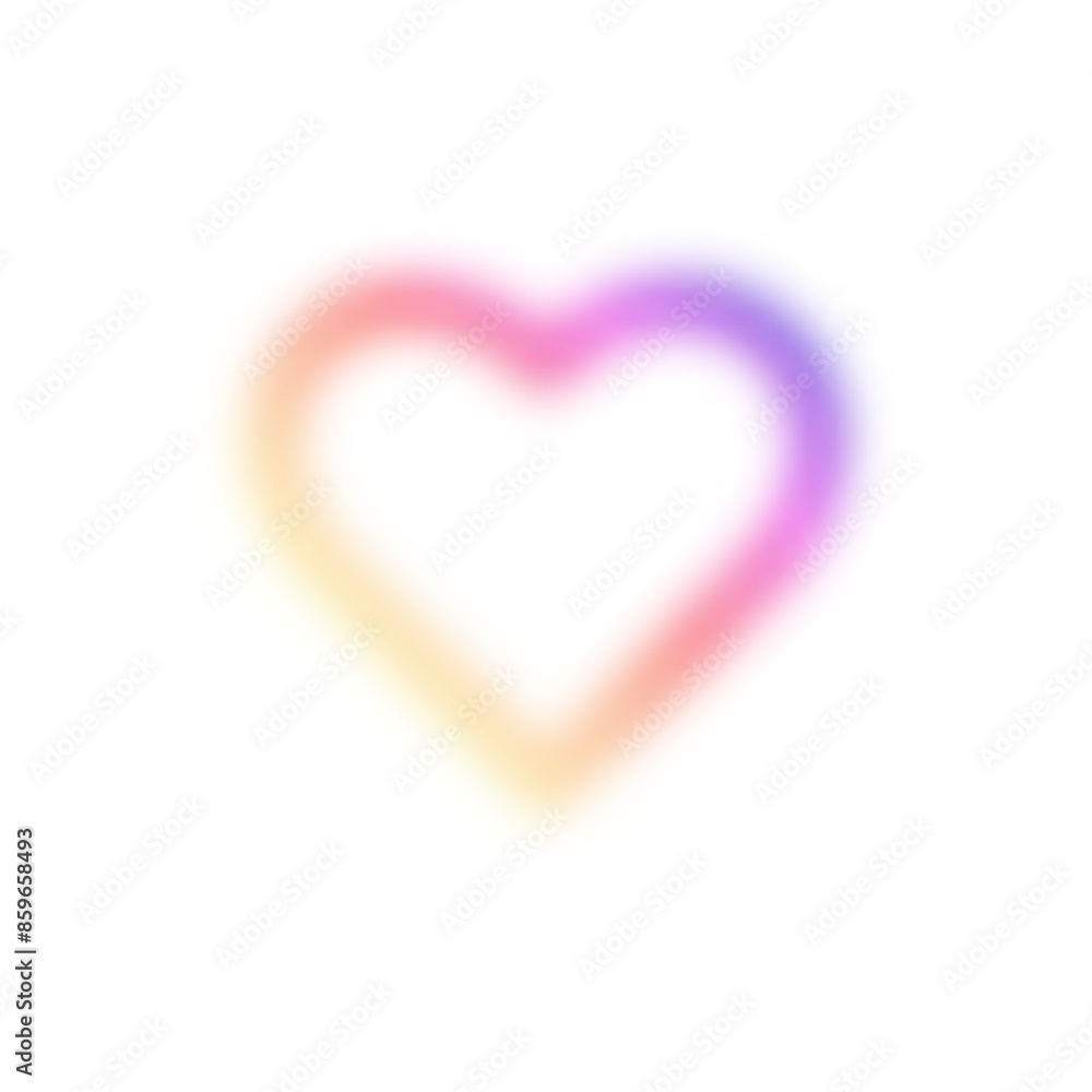 Pink heart with gradient and blur effect, Y2K shape. Love element with abstract lines and aura. Aesthetic design for poster and sticker. Flat vector illustration isolated on white background.