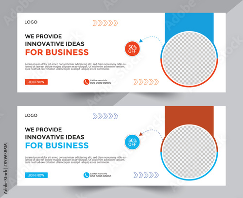 Modern digital business marketing social media Facebook cover design with creative idea.	
