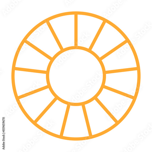 Pie chart with different segments in a circular diagram. wheel graph divided into parts and sections. Flat vector illustration isolated on white background.