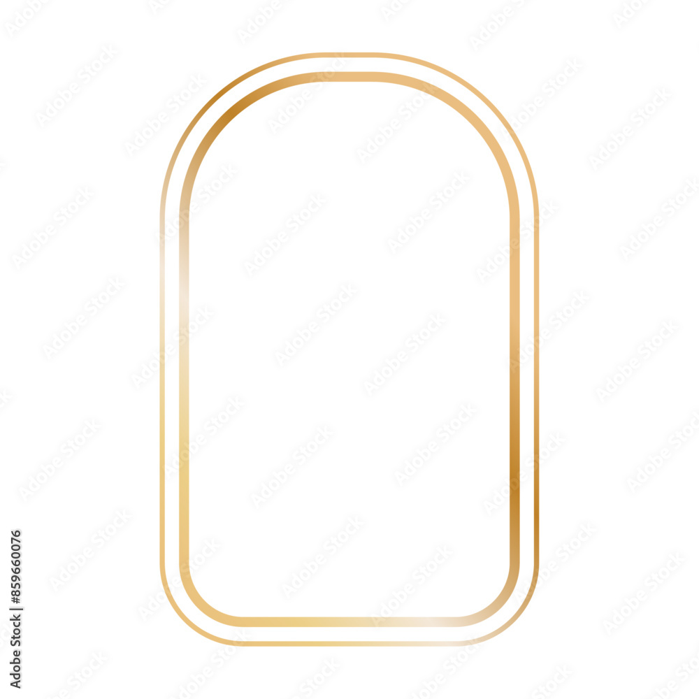 Gold frame with arch shape and border. Indian style window design. Flat