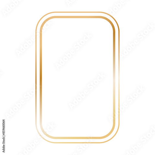 Gold frame with arch shape and border. Indian style window design. Flat vector illustration isolated on white background.