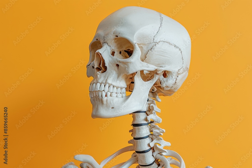 Skeleton Anatomy on Orange Background Skeleton Anatomy on Orange Background