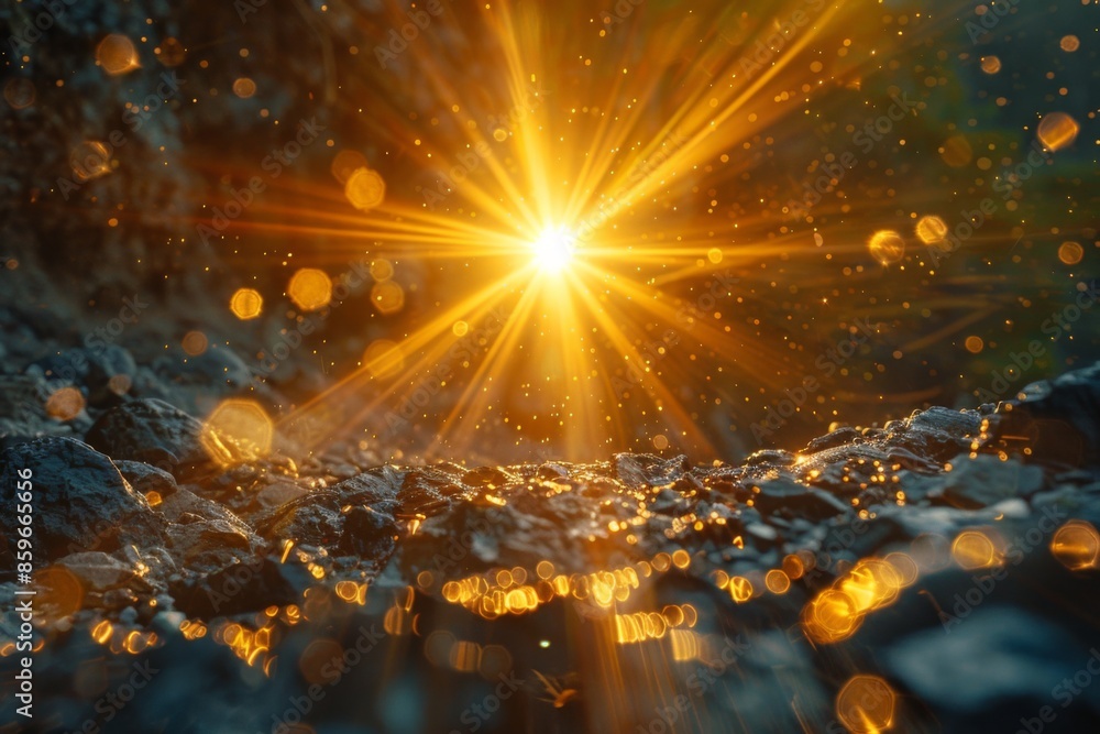 Obraz premium Radiant Sunray Over Sparkling Terrain