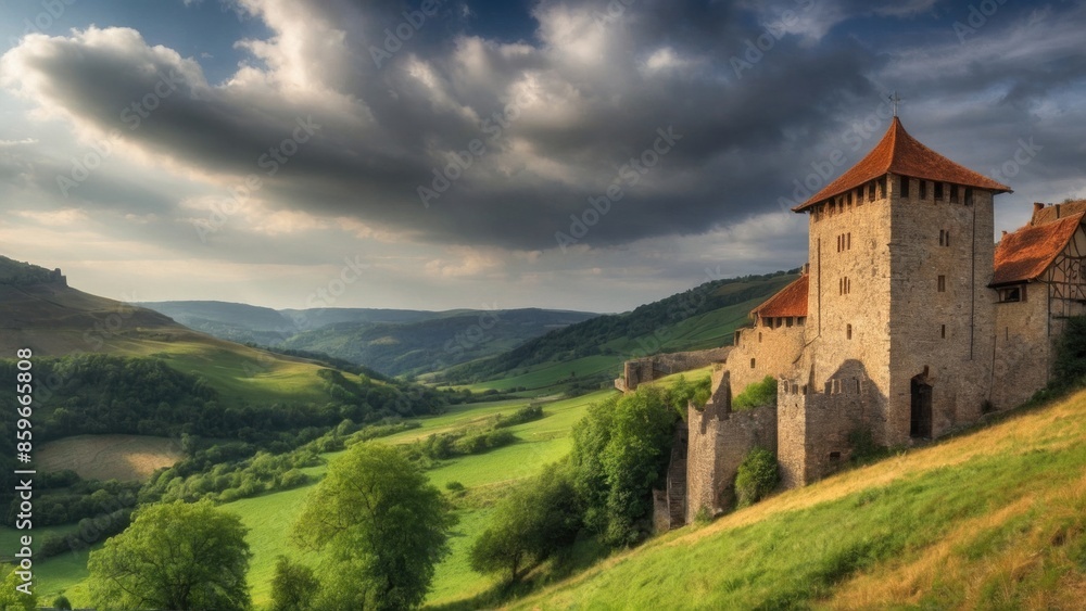 Panorama of the castle like from an RPG game Panorama of the castle like from an RPG game
