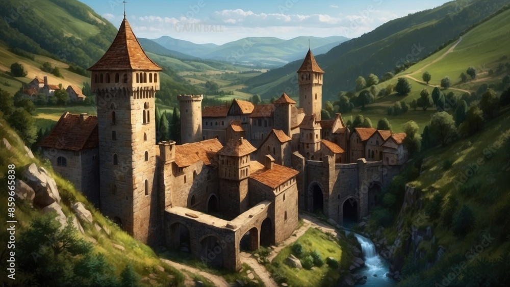 Panorama of the castle like from an RPG game Panorama of the castle like from an RPG game