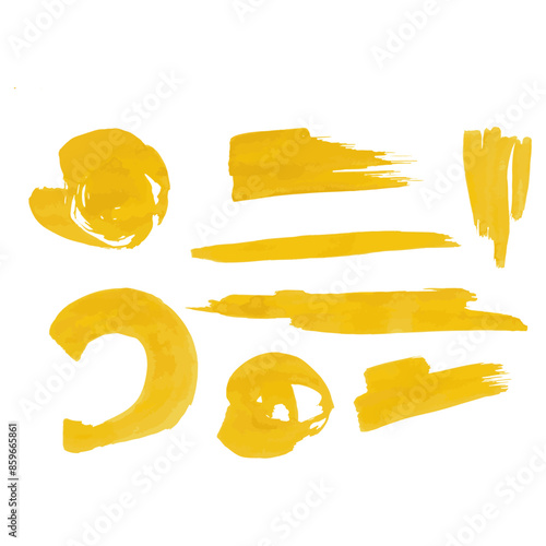 シンプルな筆跡の水彩テクスチャー素材　ベクター