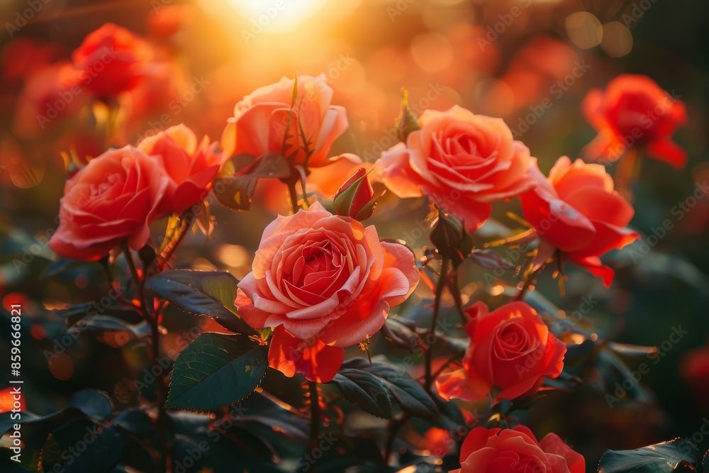Sunset Roses in Bloom Sunset Roses in Bloom