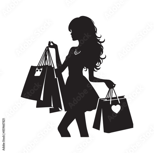 Shopping Girl style illustration silhouette 