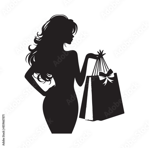 Shopping Girl style illustration silhouette 