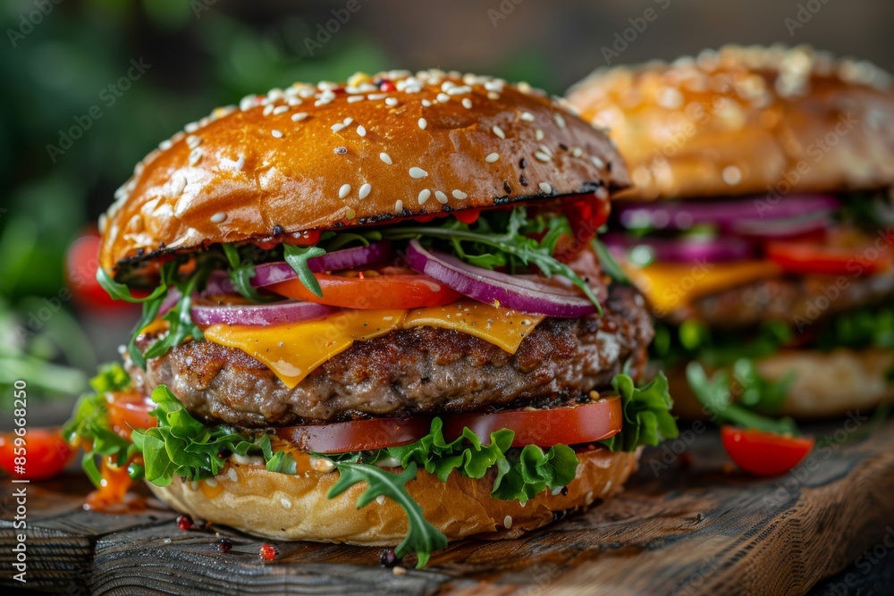 Gourmet Cheeseburger Close-Up Gourmet Cheeseburger Close-Up