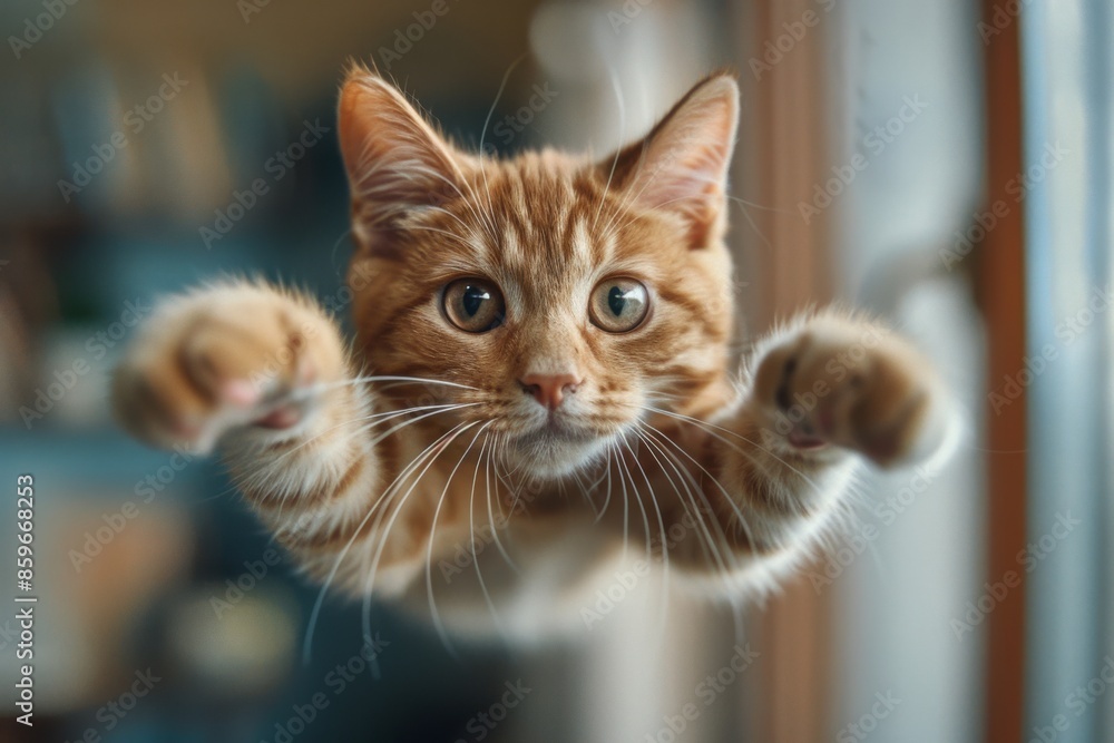 Playful Orange Tabby Cat Pouncing Playful Orange Tabby Cat Pouncing