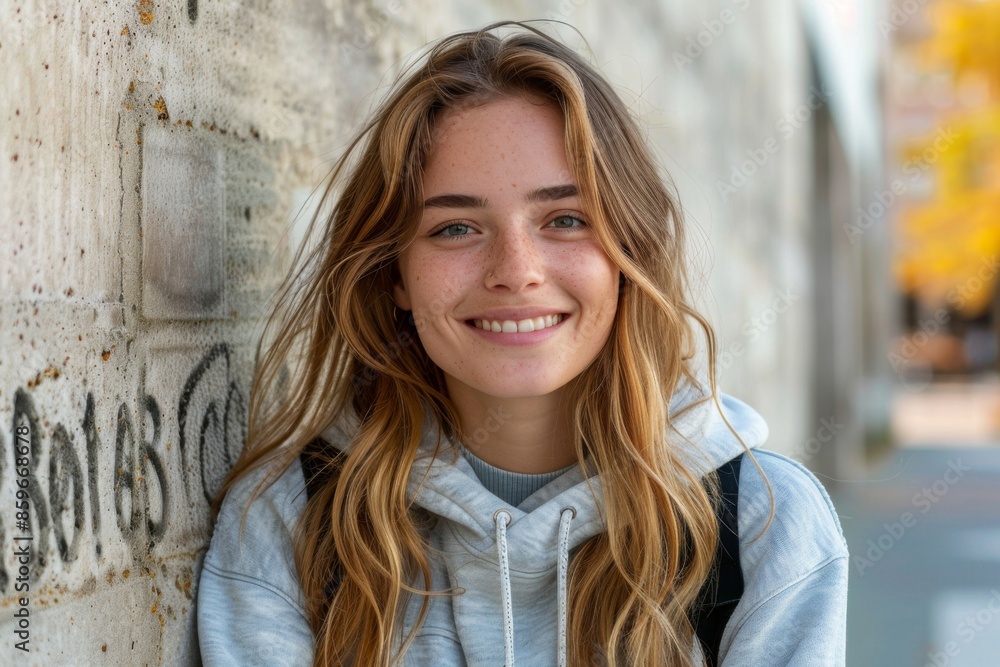 Young Woman Smiling Outdoors Young Woman Smiling Outdoors