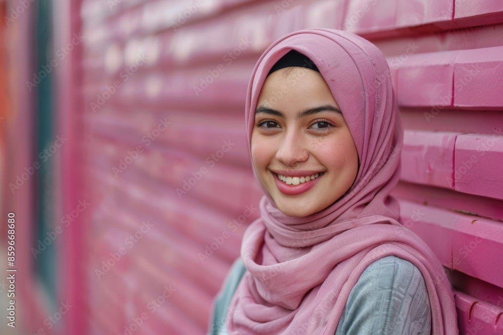 Smiling Woman in Pink Hijab Smiling Woman in Pink Hijab
