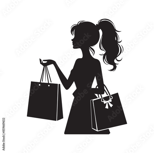 Shopping Girl style illustration silhouette 