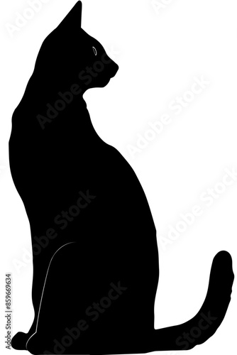 black cat looking back silhouette cutout