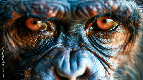 Wise Chimpanzee: Close-up of his intense gaze © senadesign