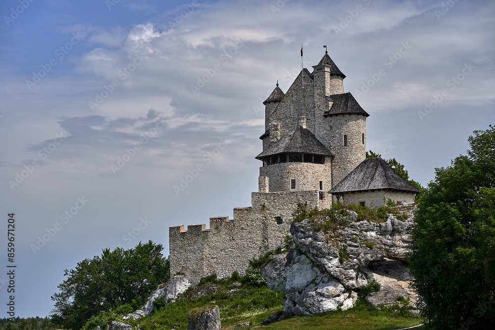 Ruins of a medieval castle on limestone rocks in the village of Bobolice Ruins of a medieval castle on limestone rocks in the village of Bobolice