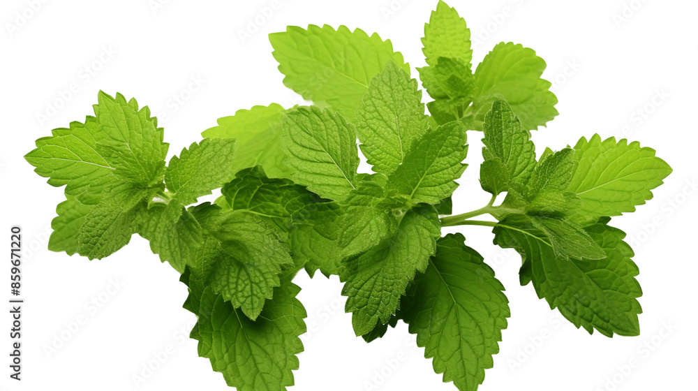 Melissa Officinalis Herbal Plant Close-up on White Background for Natural Health and Wellness Concepts with Aromatic Properties and Organic Benefits Melissa Officinalis Herbal Plant Close-up on White Background for Natural Health and Wellness Concepts with Aromatic Properties and Organic Benefits