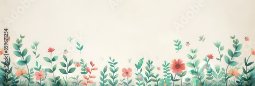 Watercolor Illustration of Delicate Flowers and Greenery