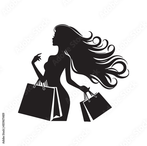 Shopping Girl style illustration silhouette 