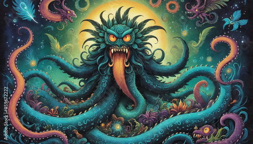 Wallpaper Mural Illustrative depiction of a mythical sea monster that makes the oceans unsafe and is told in old sailor’s tales Torontodigital.ca