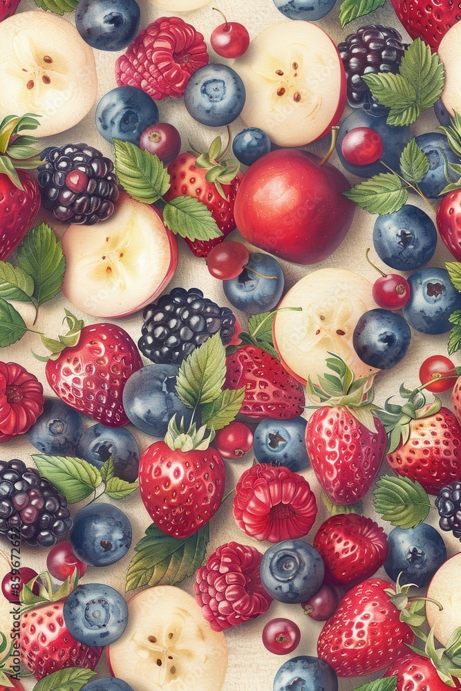 A Colorful Abundance of Fresh Fruits and Berries A Colorful Abundance of Fresh Fruits and Berries