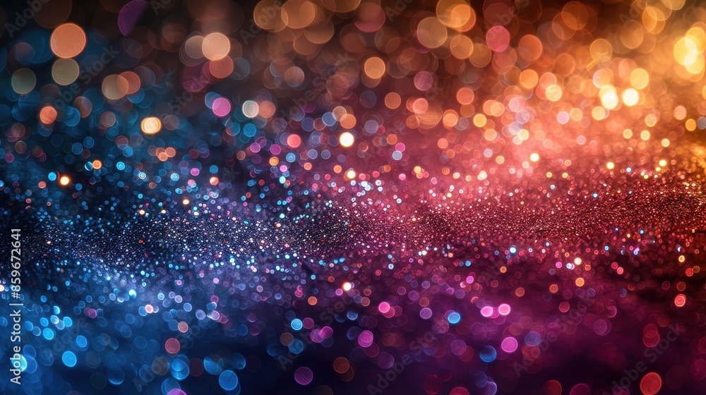 A vivid spectrum of abstract light bokeh in vibrant multicolors creating a mesmerizing pattern with particles of glitter providing a dreamy and artistic feel. A vivid spectrum of abstract light bokeh in vibrant multicolors creating a mesmerizing pattern with particles of glitter providing a dreamy and artistic feel.
