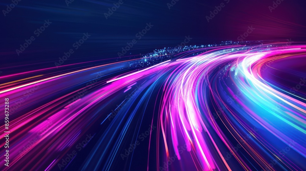 Abstract purple and blue light trail with a white line in the middle background Abstract purple and blue light trail with a white line in the middle background