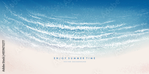 Vector summer beach aerial view illustration for background template 