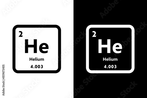 Helium, He, chemical periodic element icon. The chemical element of the periodic table. Sign with atomic number. Helium element