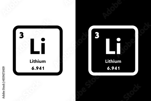 Lithium, Li, chemical periodic element icon. The chemical element of the periodic table. Sign with atomic number. Lithium element