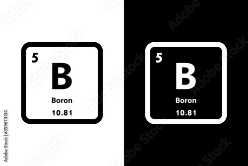 Boron, B, chemical periodic element icon. The chemical element of the periodic table. Sign with atomic number. Boron element