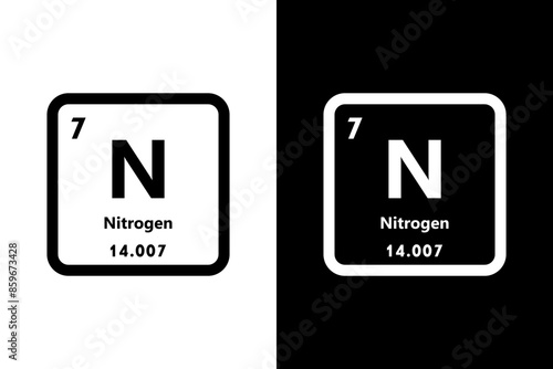 Nitrogen, N, chemical periodic element icon. The chemical element of the periodic table. Sign with atomic number. Nitrogen element