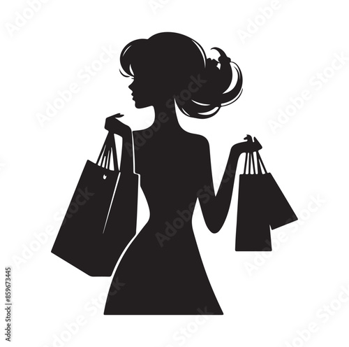 Shopping Girl style illustration silhouette 