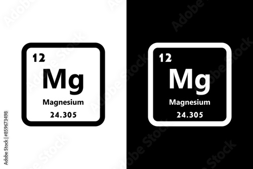 Magnesium, Mg, chemical periodic element icon. The chemical element of the periodic table. Sign with atomic number. Magnesium element