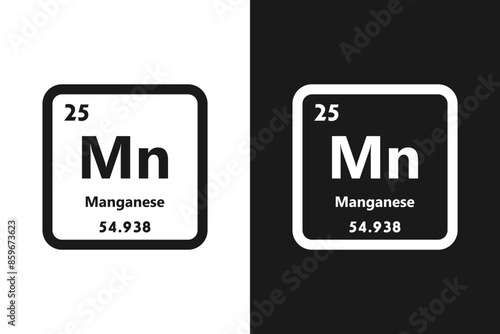 Manganese, Mn, chemical periodic element icon. The chemical element of the periodic table. Sign with atomic number. Manganese element
